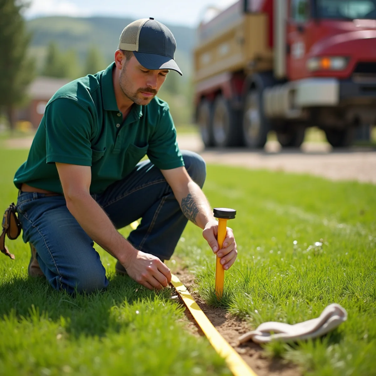 Locating property boundary survey stakes and staking alignment string line