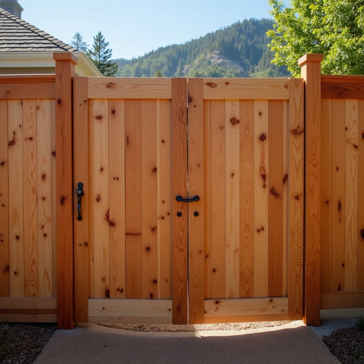 Western Red Cedar privacy fence panels with clean ceramic screw fastening