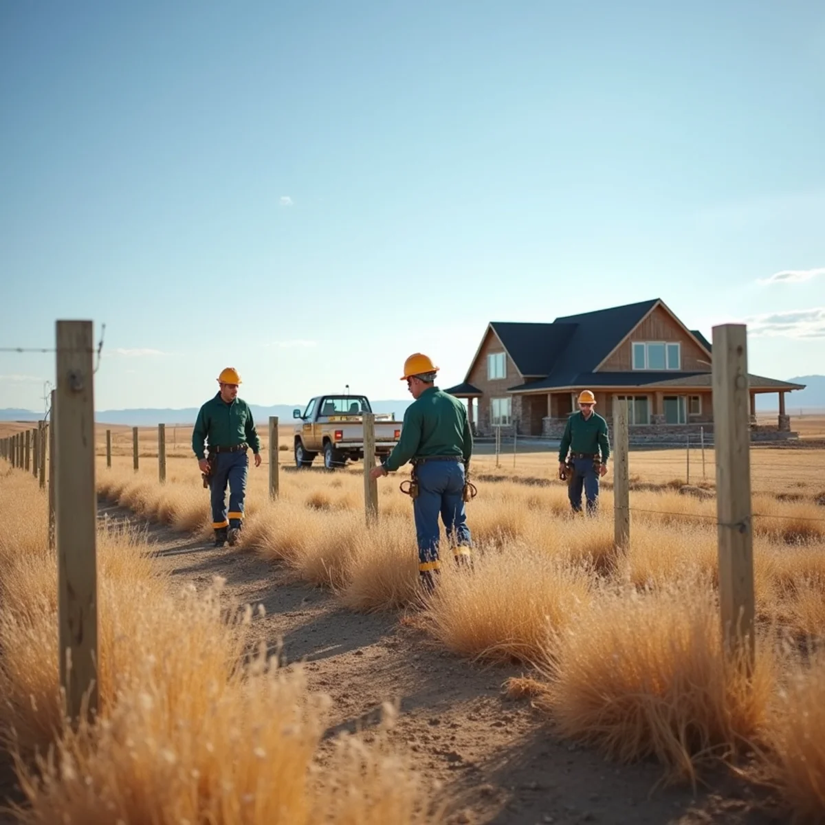 Shadowbox wood fence on open eastern plains property engineered for high wind flow