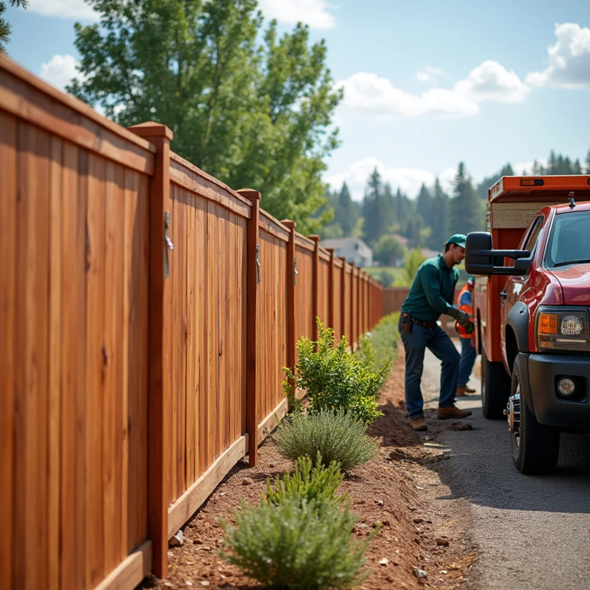 Premium Western Red Cedar tongue and groove privacy fence with top cap