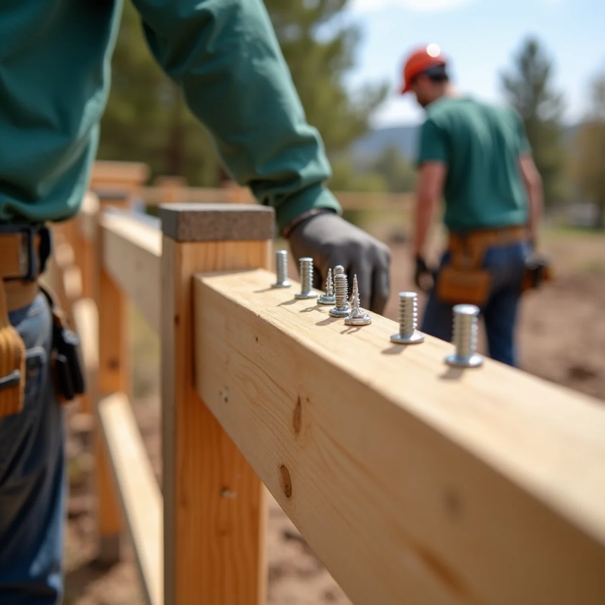 Symmetrical exterior ceramic screw fastener pattern on cedar fence picket